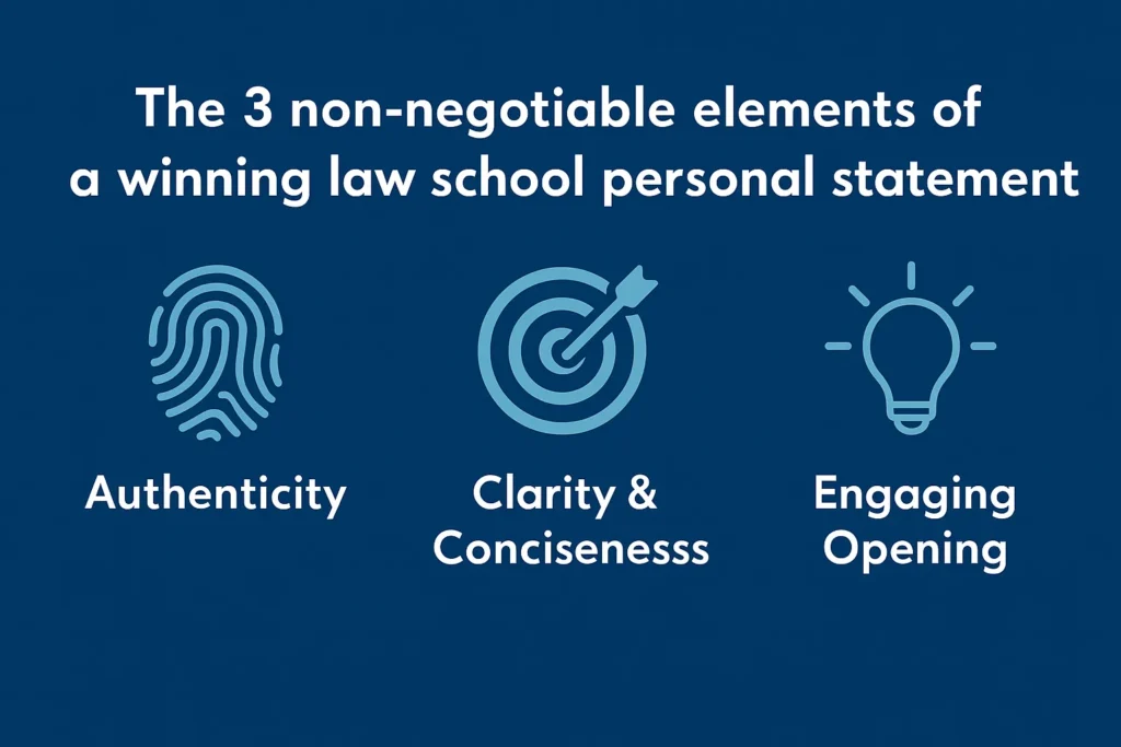 Image visualizing elements of a law school personal statement
